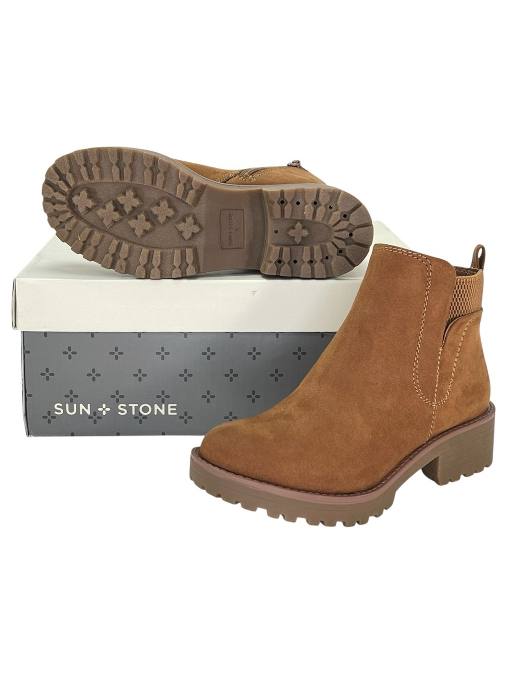 Sun + Stone Kandy Brown Microsuede Womens Ankle Boots Size 5M - Picture 11 of 12